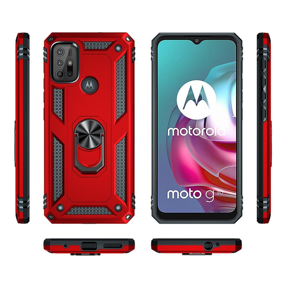 θωρακισμένη θήκη για Motorola Moto G10/G30, Nox Case Ring, κόκκινη