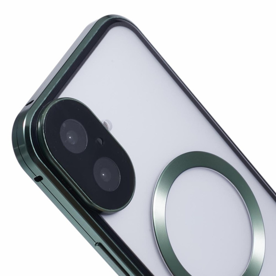 Μαγνητική θήκη MagSafe Dual Glass για iPhone 16, πράσινη