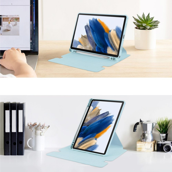 Θήκη πληκτρολογίου για Samsung Galaxy Tab A9+, Rotary 360° Leather, γαλάζια