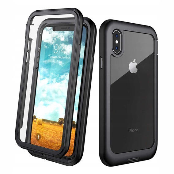 Θήκη για iPhone X/XS, Shockproof, με μεμβράνη, μαύρη