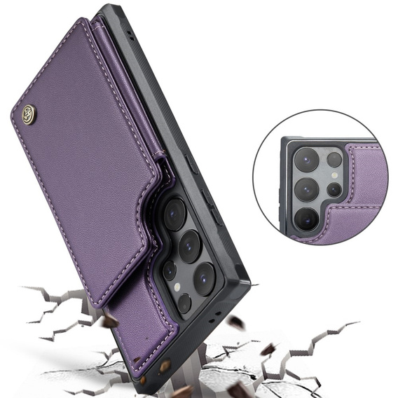 CASEME flip case για Samsung Galaxy S25 Ultra, Litchi Wallet, μωβ
