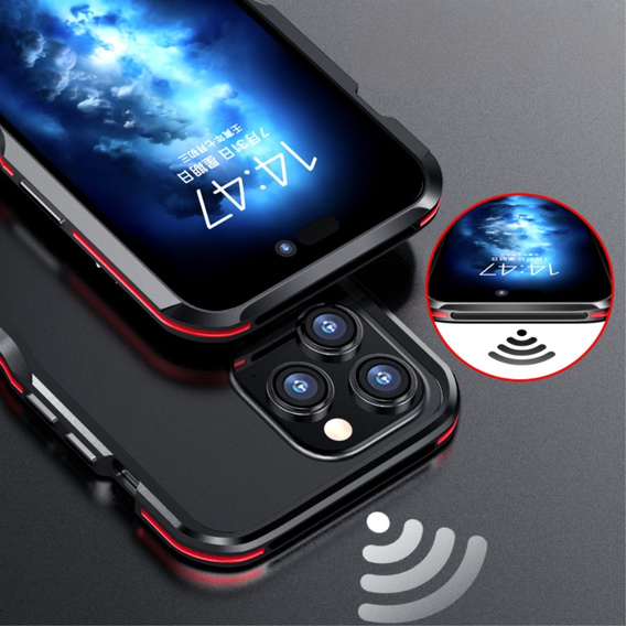 Θήκη LUPHIE για iPhone 15 Pro, Armor Bumper, μαύρο / κόκκινο