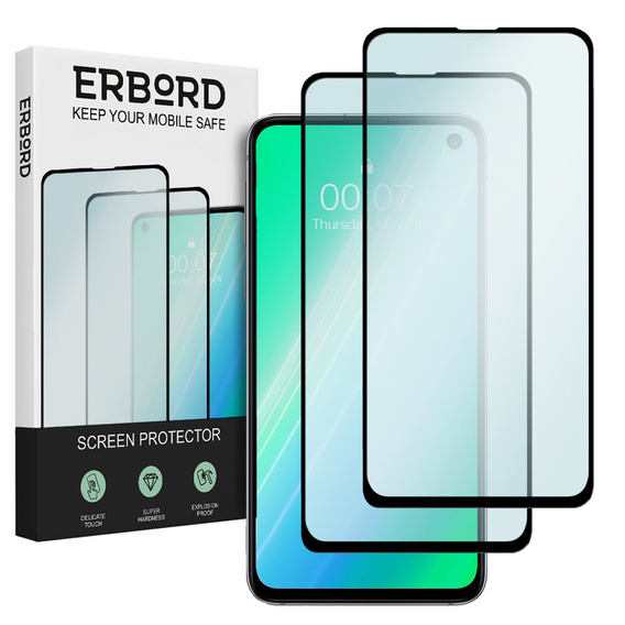 2x Μετριασμένο γυαλί για Samsung Galaxy S10E, ERBORD 3D πλήρης οθόνη
