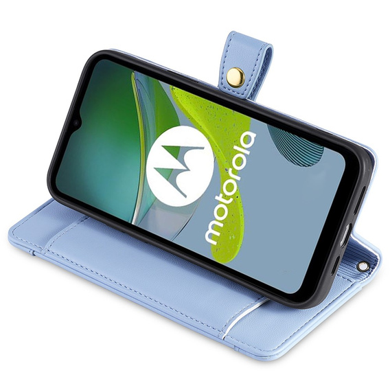 Θήκη με πτερύγιο για Motorola Moto G54 5G, Wallet Zipper Pocket, μπλε
