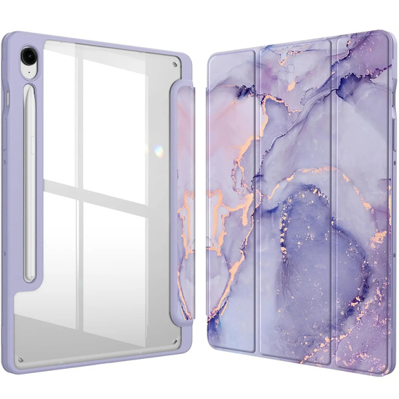 Θήκη για Samsung Galaxy Tab S10 Lite / S10 FE / S9 FE, Smartcase Hybrid, με χώρο για γραφίδα, Marble μωβ