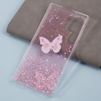 Θήκη για Samsung Galaxy S24 Ultra, Glitter Butterfly, ροζ