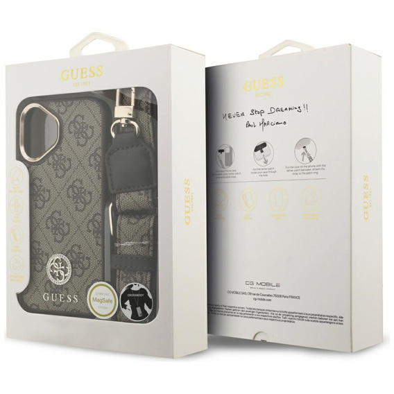 GUESS 4G Strass Logo θήκη για MagSafe με λουράκι για iPhone 17