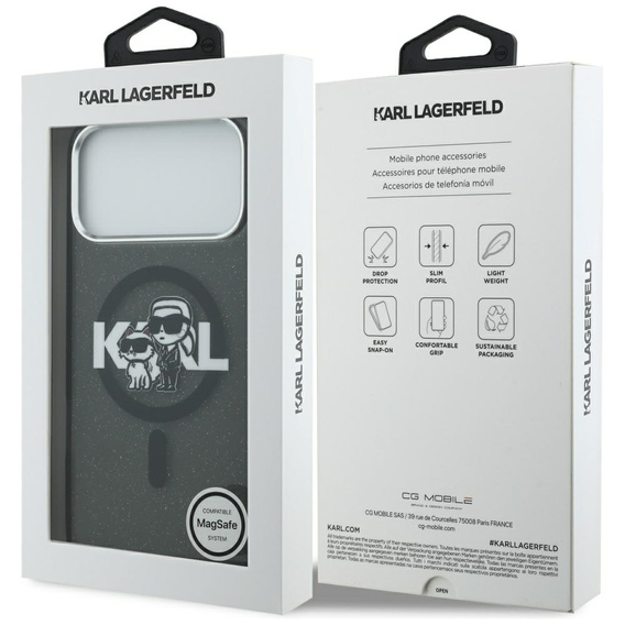 Θήκη Karl Lagerfeld IML Glitter Karl & Choupette Sketch Logo MagSafe για iPhone 17 Pro Max