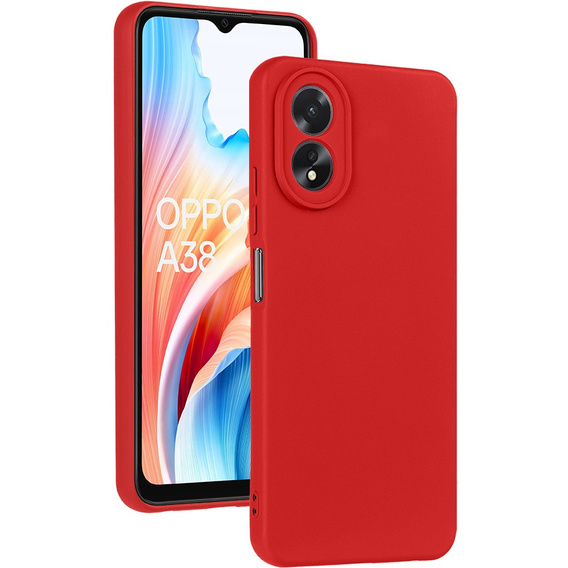 Θήκη για Oppo A18 4G / A38 4G, σιλικόνη Lite, κόκκινη+ γυαλί 9H