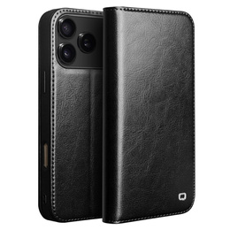 QIALINO Γνήσια θήκη από δέρμα αγελάδας για iPhone 17 Pro, μαύρο