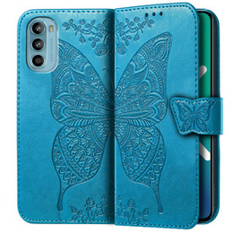 Θήκη με πτερύγιο για Motorola Moto G52 / G82 5G, Butterfly, μπλε