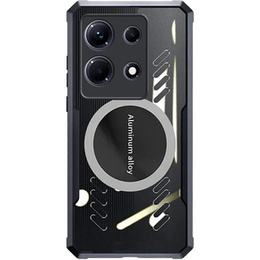 Θήκη για Infinix Note 40 Pro, με μαγνητική πλάκα, διαφανής / μαύρη