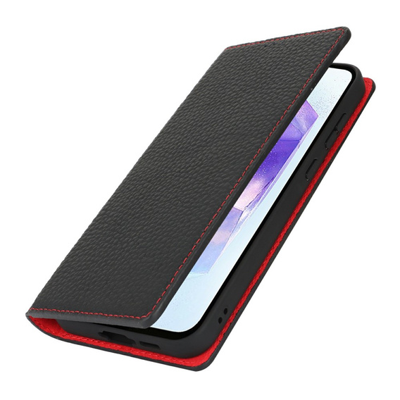 Θήκη με πτερύγιο για Samsung Galaxy S25, Litchi Skin Grain, μαύρη