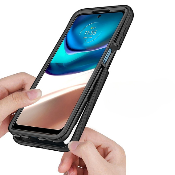Θήκη για Motorola Moto G42 4G, Shockproof, με μεμβράνη, μαύρη