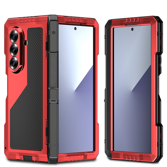 Θωρακισμένη θήκη για Samsung Galaxy Z Fold6 5G, αλουμίνιο, με βάση στήριξης και χώρο για γραφίδα, μαύρη