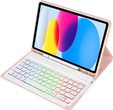 Θήκη με φωτιζόμενο πληκτρολόγιο bluetooth για iPad 10.9 2022 (10 gen.), ροζ