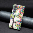 Θήκη με πτερύγιο για Samsung Galaxy M34, Wallet, tree of life, λευκή