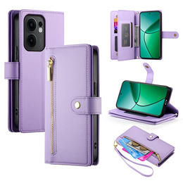 Θήκη με πτερύγιο για Oppo Reno 13F 5G, Wallet Zipper Pocket, μωβ