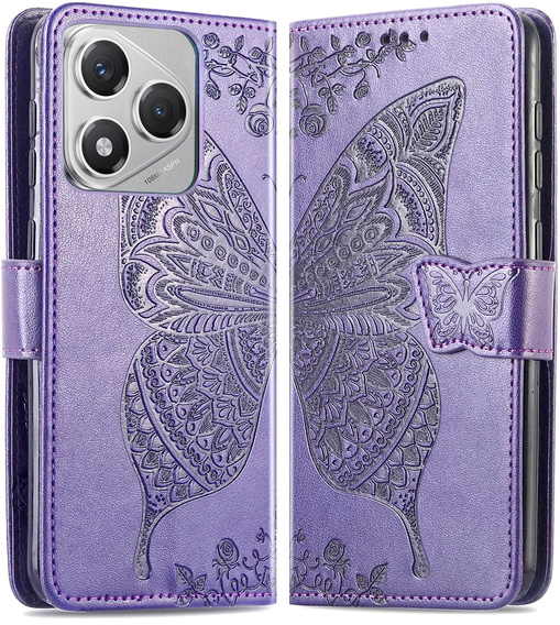 Θήκη με πτερύγιο για Honor 400 Lite, Butterfly, μωβ