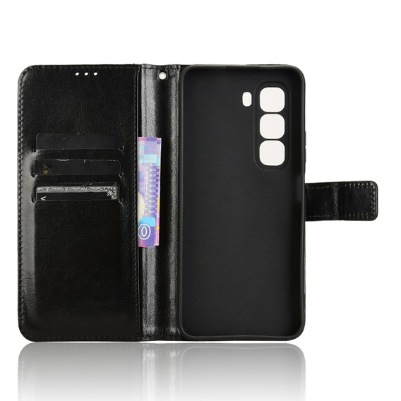 Θήκη με πτερύγιο για Infinix Hot 50 Pro+ 4G, Crazy Horse Wallet, μαύρη