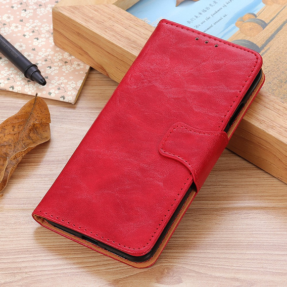 Θήκη με πτερύγιο για Samsung Galaxy S25 Edge, Crazy Horse Wallet, κόκκινη