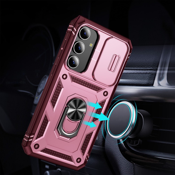 Θήκη για Samsung Galaxy S24+ Plus, CamShield Slide, ροζ / κόκκινο