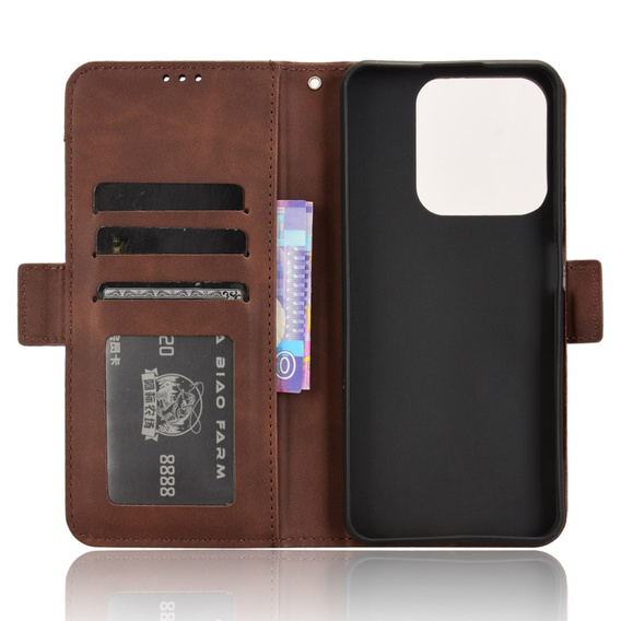 Θήκη με πτερύγιο για Realme C61, Card Slot, καφέ