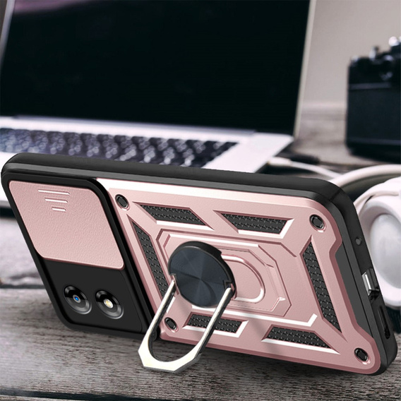 Θήκη για Motorola Moto E13, CamShield Slide, ροζ rose gold