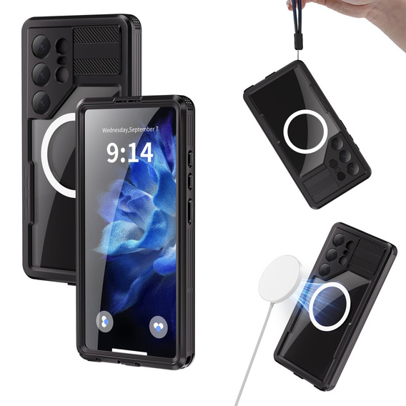 Αδιάβροχη θήκη για Samsung Galaxy S25 Ultra, Redpepper, για MagSafe, μαύρη