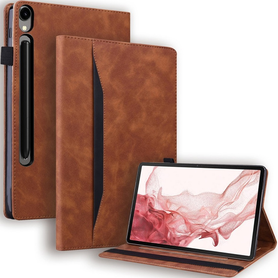θήκη για Samsung Galaxy Tab S10 FE+ Plus, Classic, με υποδοχή γραφίδας, καφέ