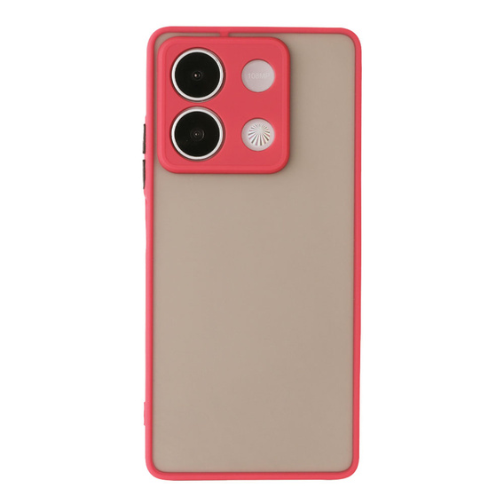 Θήκη σιλικόνης για Xiaomi Redmi Note 13 5G, με προστασία κάμερας, διαφανές / κόκκινο + Tempered Glass 9H