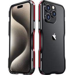 Θήκη LUPHIE για iPhone 15 Pro Max, Armor Bumper, μαύρο / κόκκινο