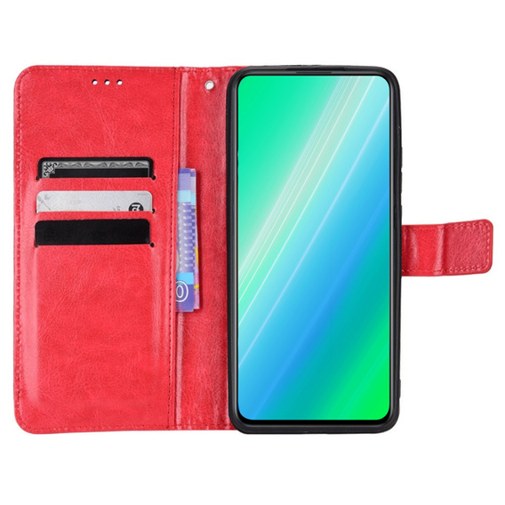 Θήκη με πτερύγιο για Poco F5 Pro 5G, Crazy Horse Wallet, κόκκινη