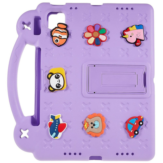 Παιδική θήκη για Apple iPad Air 11" 6 gen. 2024, Cute Patterns, με βάση, μωβ