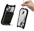 Θήκη για iPhone 13 / iPhone 14, για MagSafe, Cute Cat, μαύρη + Γυαλί οθόνης