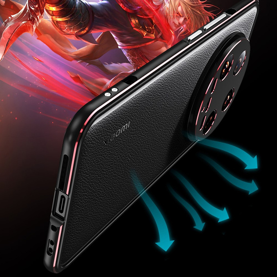 Θήκη για Xiaomi 14 Ultra, Armor Bumper, με κάλυμμα φακού, μαύρο / κόκκινο
