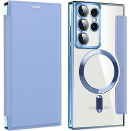 Θήκη με πτερύγιο για Samsung Galaxy S22 Ultra 5G, RFID Wallet MagSafe CamShield, μπλε