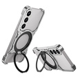 Θήκη για Samsung Galaxy S25, Kickstand Bumper, με κάλυμμα φακού, για MagSafe, ασημένια