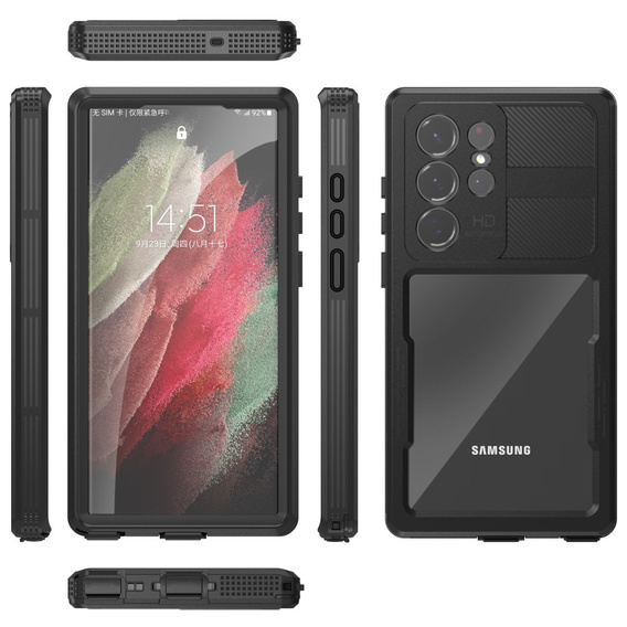 Αδιάβροχη θήκη IP68 για το Samsung Galaxy S23 Ultra, μαύρη