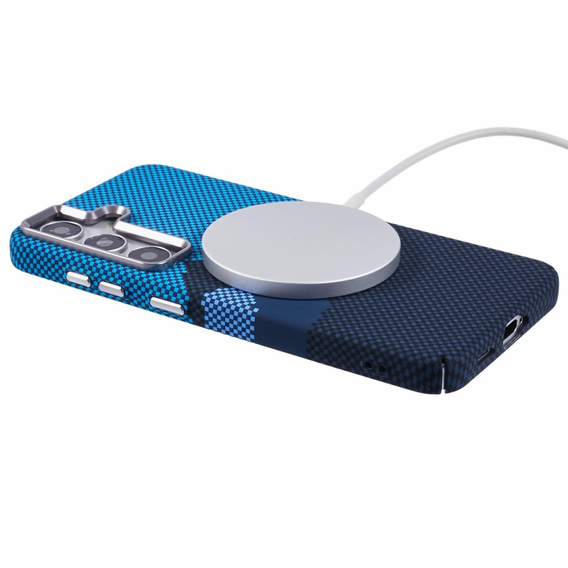 Θήκη για Samsung S25+ Plus, ανθρακονήματα MagSafe, μπλε / ναυτικό μπλε