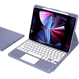 Θήκη + πληκτρολόγιο iPad 10.2 2021 / 2020 / 2019 / Air 10.5 2019, Leather Pen Slot TouchPad, μωβ