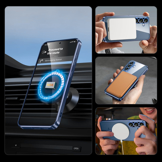 Θήκη για Samsung Galaxy A36, Electro MagSafe, σκούρο μπλε + Γυαλί για την οθόνη