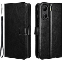 Θήκη με πτερύγιο για Xiaomi Redmi 13C / Poco C65, Crazy Horse Wallet, μαύρη