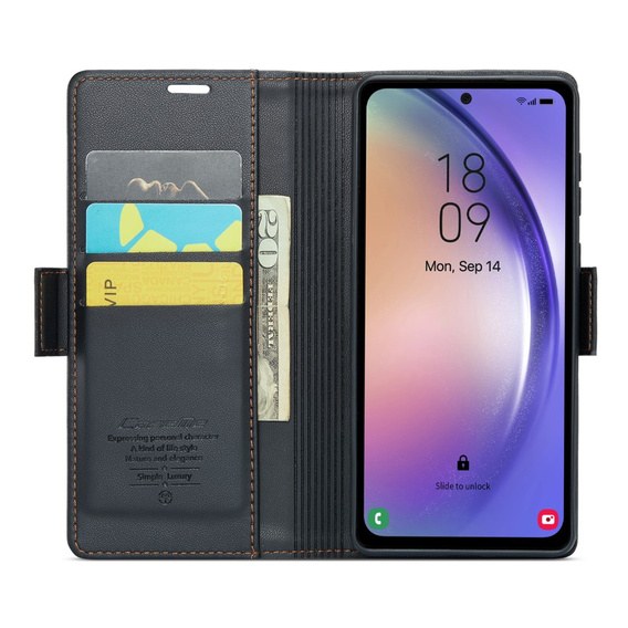 CASEME flip case για Samsung Galaxy A54 5G, Litchi Wallet, μαύρη