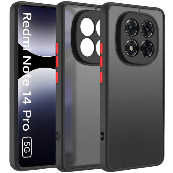 θήκη σιλικόνης για Xiaomi Redmi Note 14 Pro 5G /  Poco X7 5G, με προστασία κάμερας, διαφανής / μαύρη + γυαλί 9H, μετριασμένο