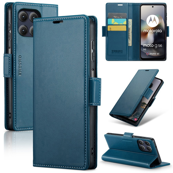 ERBORD Γυαλιστερό πορτοφόλι Litchi με πτερύγιο για Motorola Moto G56 5G