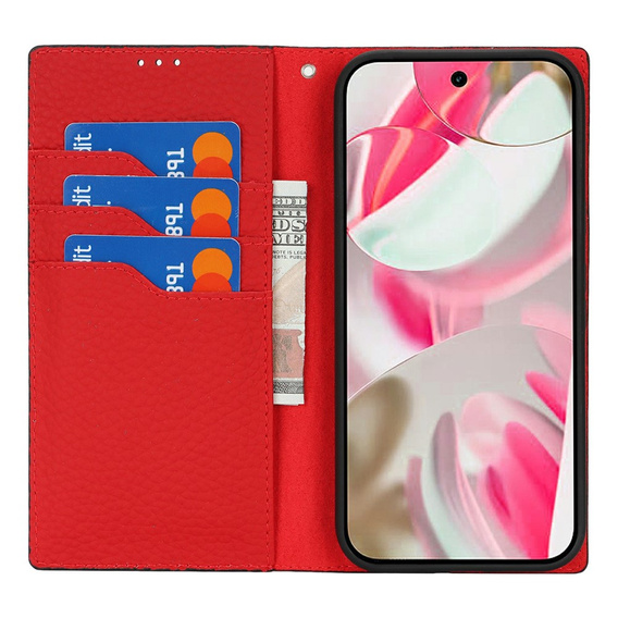Θήκη με πτερύγιο για Google Pixel 10 / 10 Pro, δέρμα Litchi Grain, μαύρο