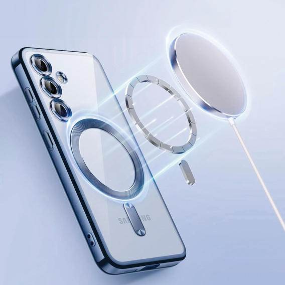 Θήκη για Samsung Galaxy S25, Electro MagSafe, σκούρο μπλε + Γυαλί για την οθόνη