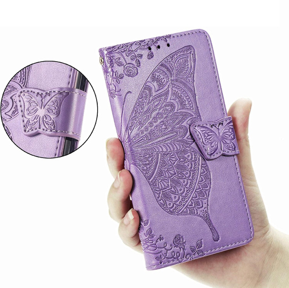 Θήκη με πτερύγιο για Oppo A40 / Oppo A40m, Butterfly, μωβ