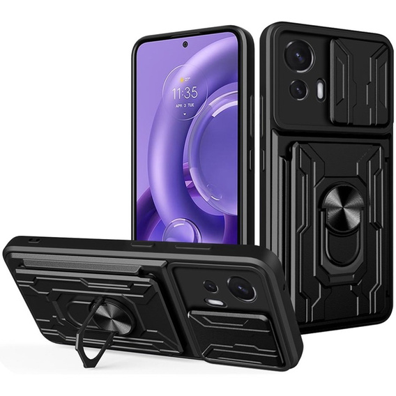 Θωρακισμένη θήκη για Motorola Edge 30 Neo 5G, Camera Slide Card Slot, μαύρη